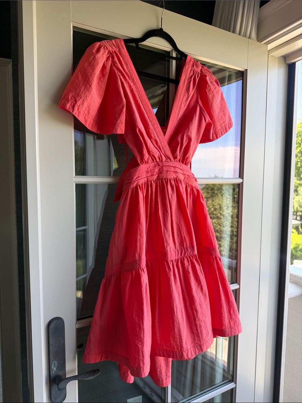 cinq a sept Coral One-Shoulder Tiered Dress